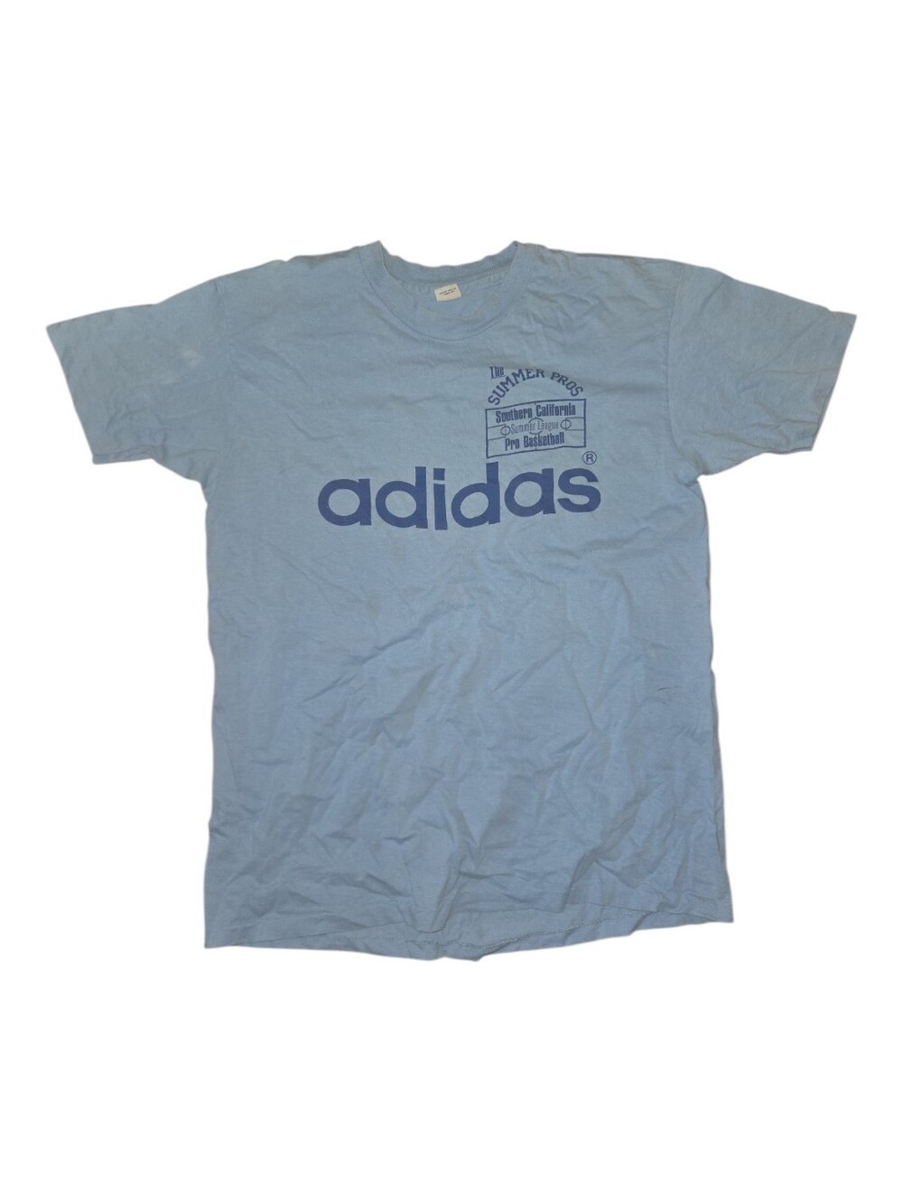 Vintage Adidas Light Blue Womens Basketball Logo T‑Shirt Size L